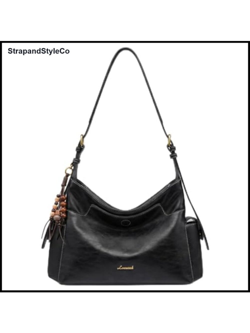 Soft Faux Leather Hobo Crossbody Purse with Tassel Charm Adjustable Strap